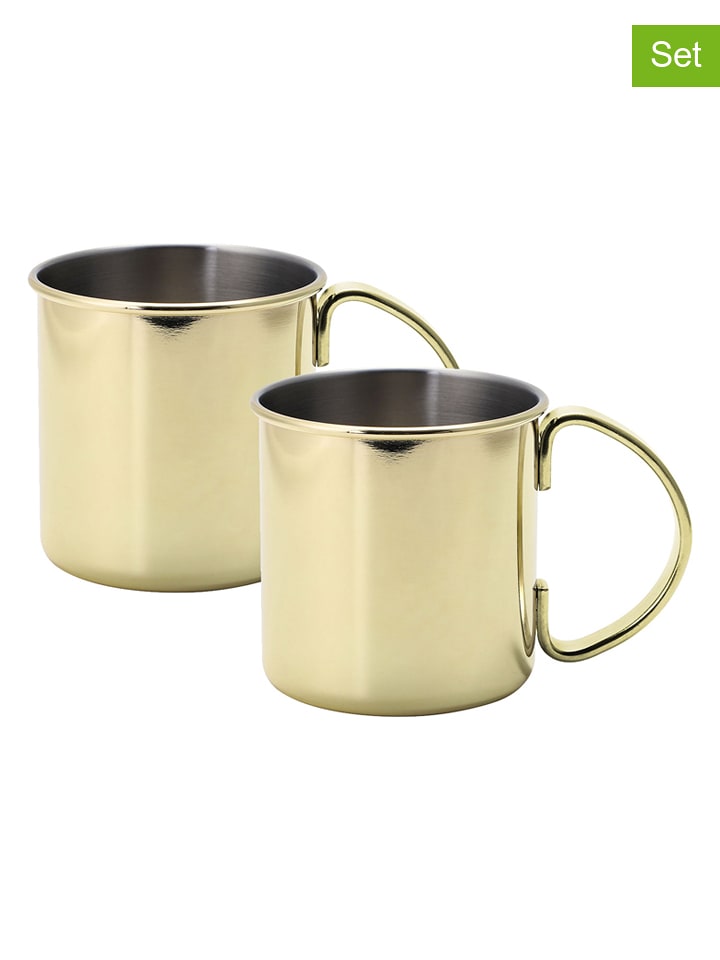 Echtwerk 2er-Set: Cocktail-Becher ''Moscow Mule'' in Gold - 480 ml - onesize