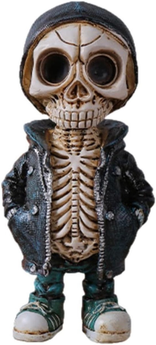 Skelet Figuur Decoratie Beeldje in Gothic Stijl - Zwart - Hoogte: 14,5 cm