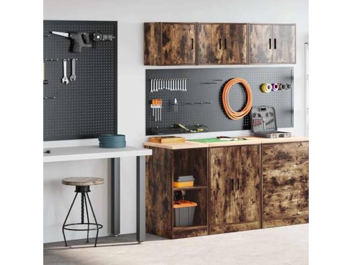 LPERTGFHU Garagenschränke 2 STK. Räuchereiche Holzwerkstoff Inklusive Wand- & Aufbewahrungsschrank, Vielseitige Arbeitsfläche, Modular