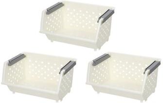 YBM Home Plastic Storage Stacking Bin for Home and Kitchen, Open Stackable Organizer Basket for Frequent Use in Pantry