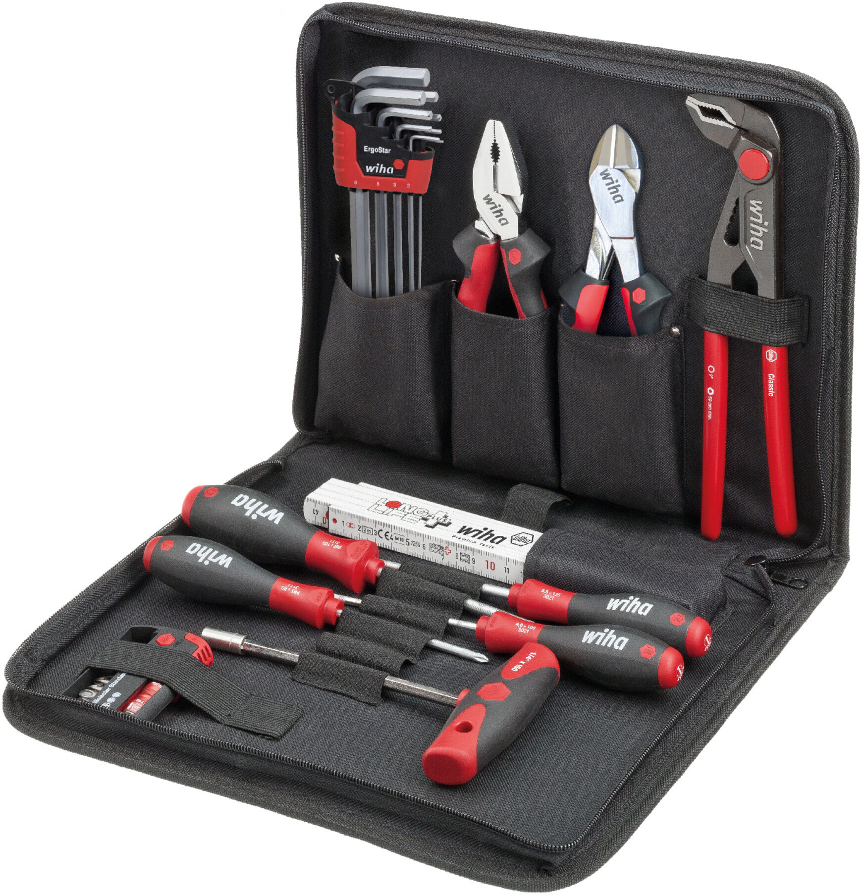 Wiha Werkzeug Set Mechaniker gemischt 32-tlg. inkl. Werkzeugmappe I kompakte Grundausstattung inkl. Tasche I robust und platzsparend (36390))