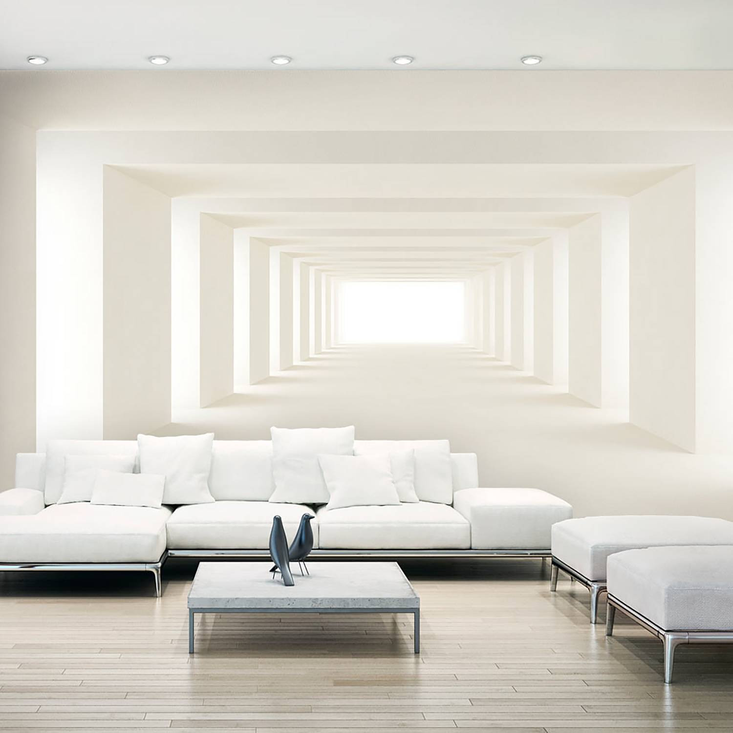 home24 Vlies-fotobehang Into the Light, Abstract Modern, Beige/Wit, Breedte: 500 cm, Hoogte: 280 cm