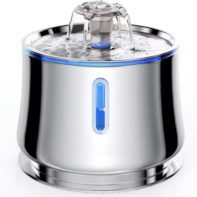 Inspire Picks 2.5L Stainless Steel Cat Water Fountain With Water Level Window Ultra Quiet Automatic Pet Dispenser fountain 2.5l
