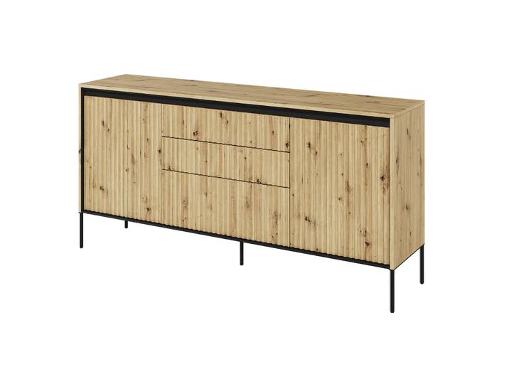 Trend Kommode mit zwei Türen, 166 cm, mit drei LED-Schubladen,