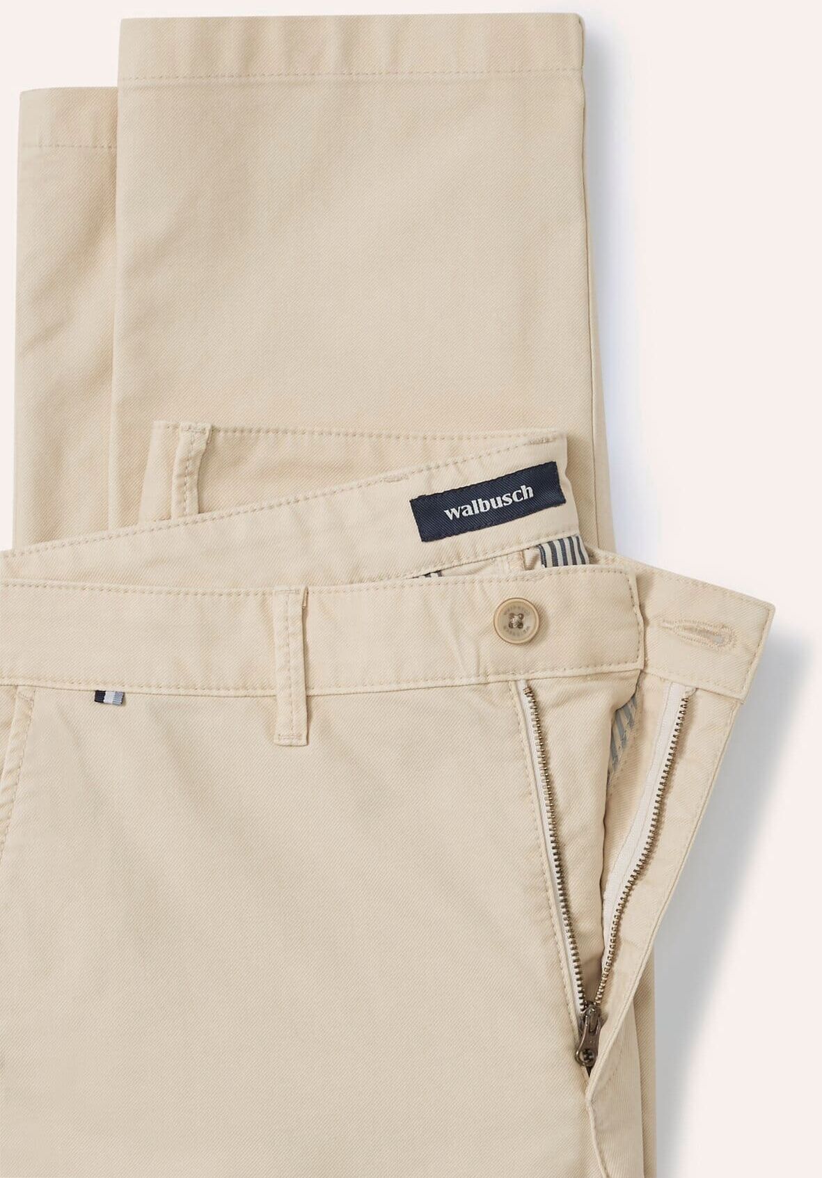 Walbusch 100 Komplimente Chino, Modern Fit#normale Größen#schlanke Größen#untersetzte Größen, Farbe Beige, 28, garment dyed-Färbung 3 verschließbare Taschen Herren