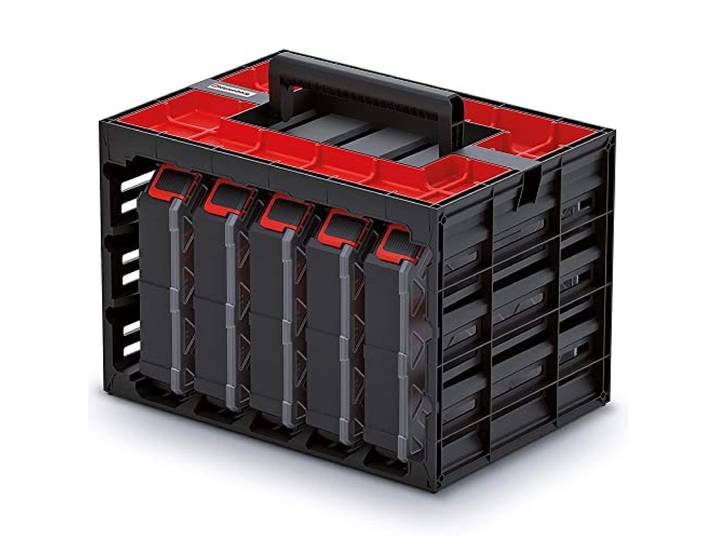 Mallette à outils avec 5 compartiments pour petites pièces - Poignée ergonomique - Corps robuste - 415 x 290 x 295 mm (avec cloisons)