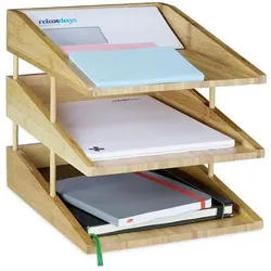 relaxdays Dokumentenablage »Bambus« 3 Fächer braun