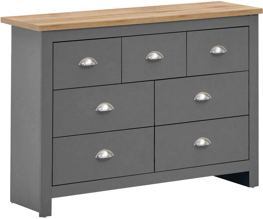 Fernleaf Aquitaine 112 cm W Chest of 7 Drawers Grey 82cm H X 112cm W X 35cm D