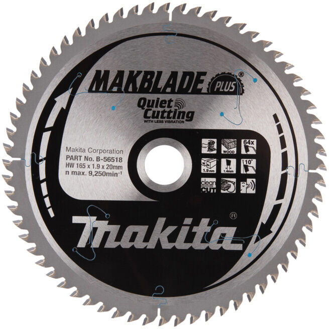 Makita MAKBLADE+ lame de scie 165x20x64Z (B-56518)