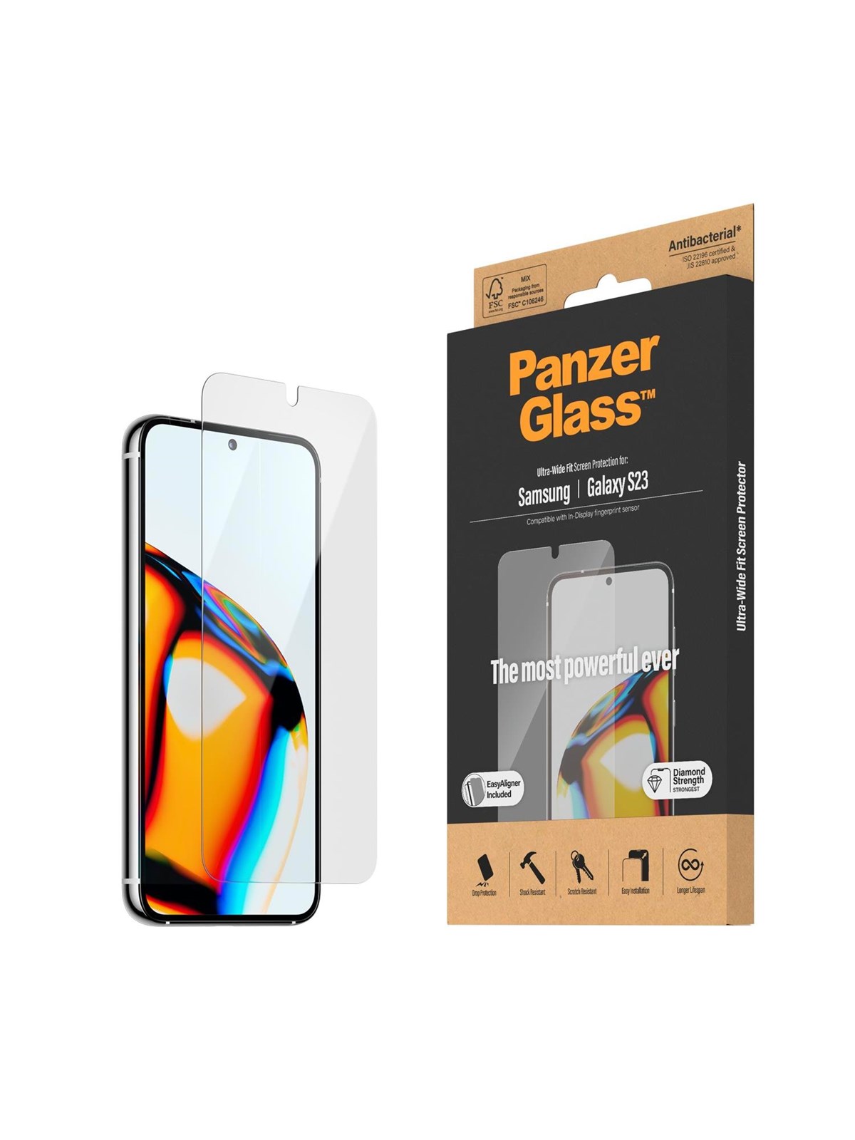PanzerGlass Screen Protector Samsung Galaxy S23 | Ultra-Wide Fit w. EasyAligner