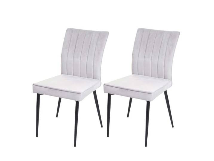 MCW Lot de 2 chaises de salle à manger MCW-K16 velours métal gris clair