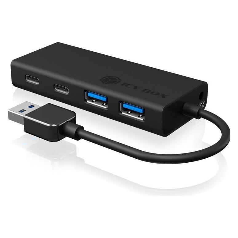 Icy Box USB Hub hochwertigen Aluminiumgehäuse ,IB-HUB1457-C31 (USB-A, 4 Ports) (IB-HUB1426-U3)