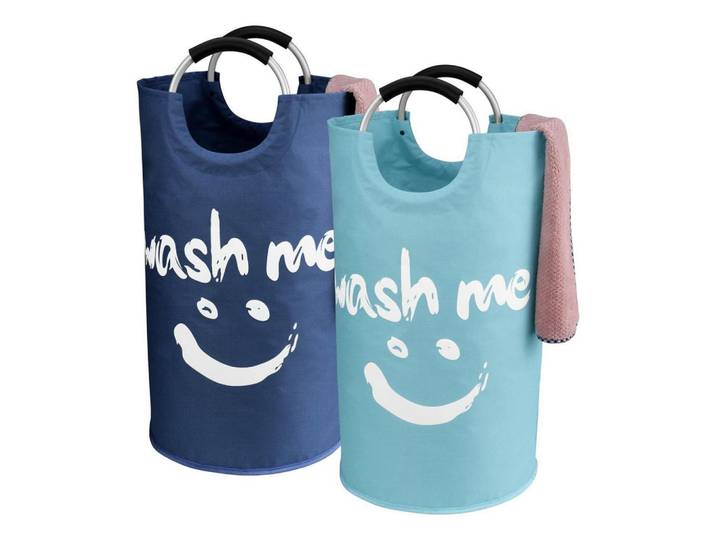Wäschekorb 2-teiliges Set 95L faltbar mit Griffen Blau+Dunkelblau 39x39x79cm, Mehrfarbig, 39x79x39 cm, Haushalt & Reinigung, Wäschepflege, Wäschekörbe & Wäschetonnen