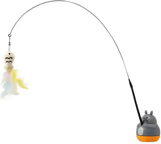 Inspire Curations SpinWhisk 360 Rotating Cat Teaser Toy With Bell & Dragon Totoro Design gray
