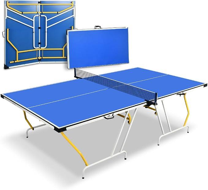 Tischtennisplatte, Klappbar & Wetterfest, Ping Pong Tisch für Indoor & Outdoor, Schneller Aufbau, Stabil, Inkl. Netz & Clip Set