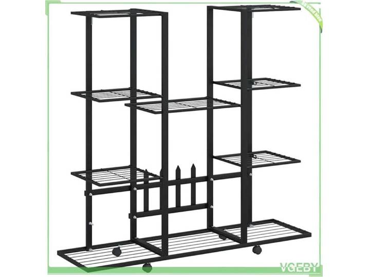 Étagère pour plantes - FAFEICY - 343121 - Noir - Fer enduit de poudre - Avec roues - 94 5x24 5x91 5 cm