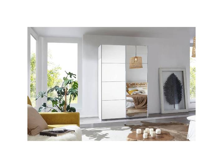 Armoire à portes coulissantes I 136cm Blanc/Blanc alpin Classic 1 miroir