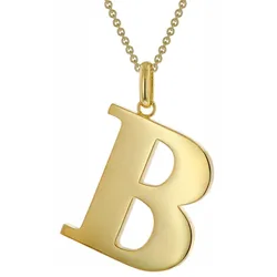 trendor 41790-B Damen-Kette mit Großem Buchstaben B 925 Silber mit Goldauflage, 70 cm