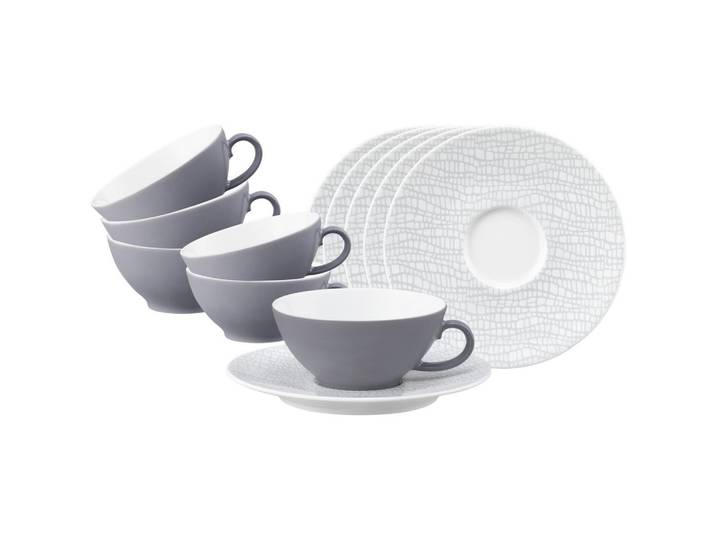 TEETASSEN MIT UNTERTASSEN Life Fashion Elegant Grey 140 ml 6er Set
