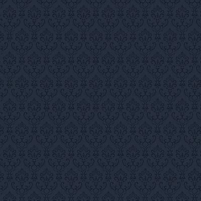 Small Damask Cambridge 32.7 Ft. x 20.5 In. Vinyl Navy Blue Small Damask Wallpaper Covering - 32.7 Ft. x 20.5 In.