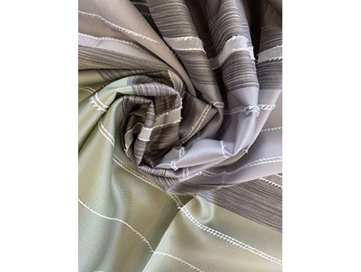 HOME FASHION 85145 Fertigvorhang Anouk Dekostoff Querstreifen mit Effektfransen lindgrün 160 x 140 cm