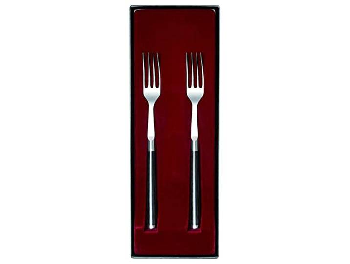 KAI Shun Premier Tim Mälzer japanisches Gabel 2er Set 22 cm Gesamtlänge - hochwertiger Edelstahl hochglanzpoliert - Pakkaholz mittelbraun - Made in Japan