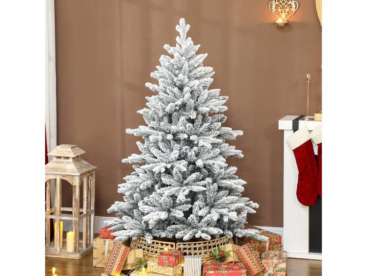 HOMCOM Sapin de Noël 150cm Neige Flocké 768 Branches Métal Vert