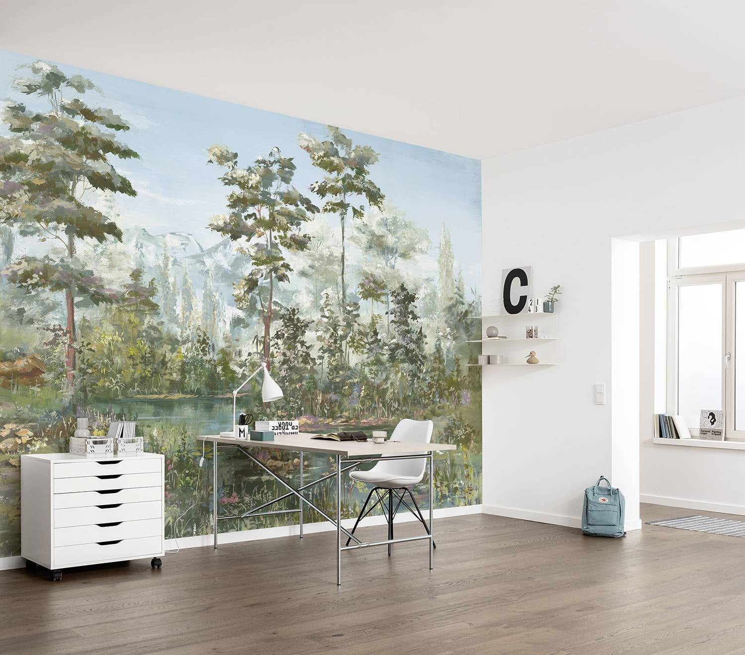 home24 Vlies-fotobehang Harmonic Homeland, Floral, Multicolour/Groen, B: 400 cm, H: 250 cm