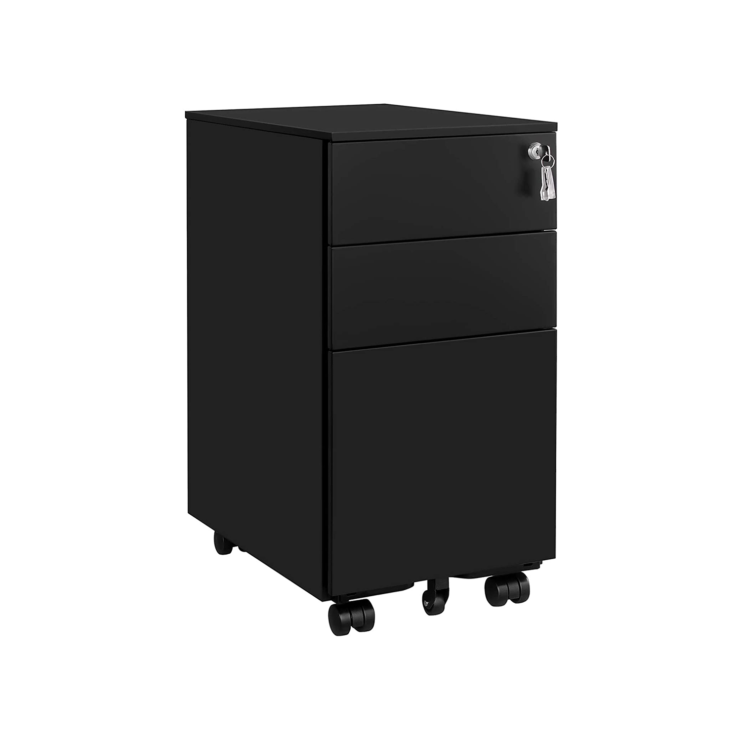 SONGMICS Rollcontainer mit Rollen und Schloss schwarz B34OFC031B01