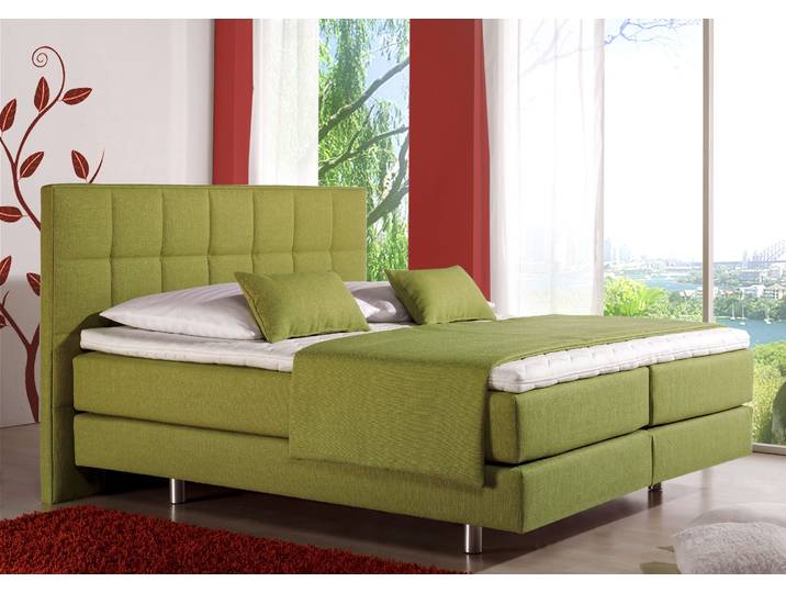Boxspringbett, Strukturstoff, Gelb (Lemon), 198×210 cm, 2 Matratzen & 2 Härtegrade, Modern, Inosign