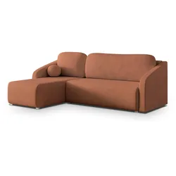 ECKSOFA MARELLO Kupferfarben Geflochtener Stoff mit Schlaffunktion
