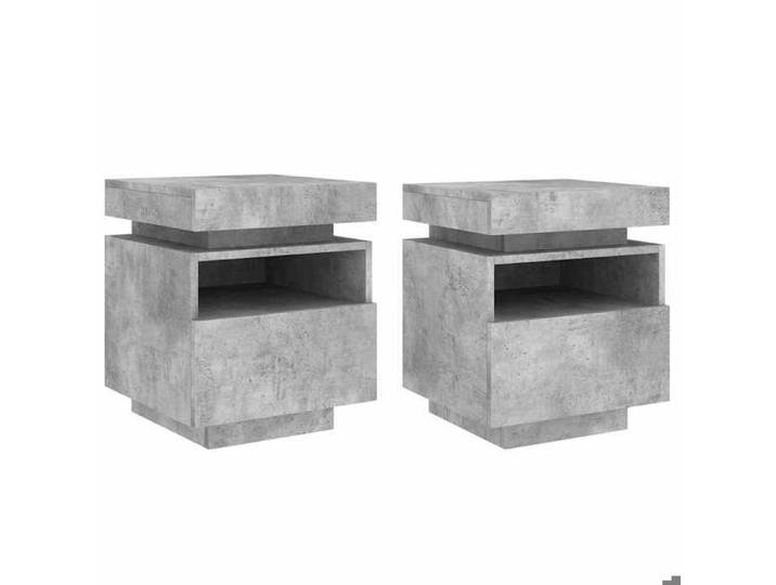 NEW Cabinet de chevet - avec lumières LED 2 pcs - Meuble de lit - gris béton @6506@