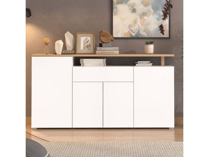 Buffet Levate Dmora en bois mélaminé blanc 180x40x94h cm