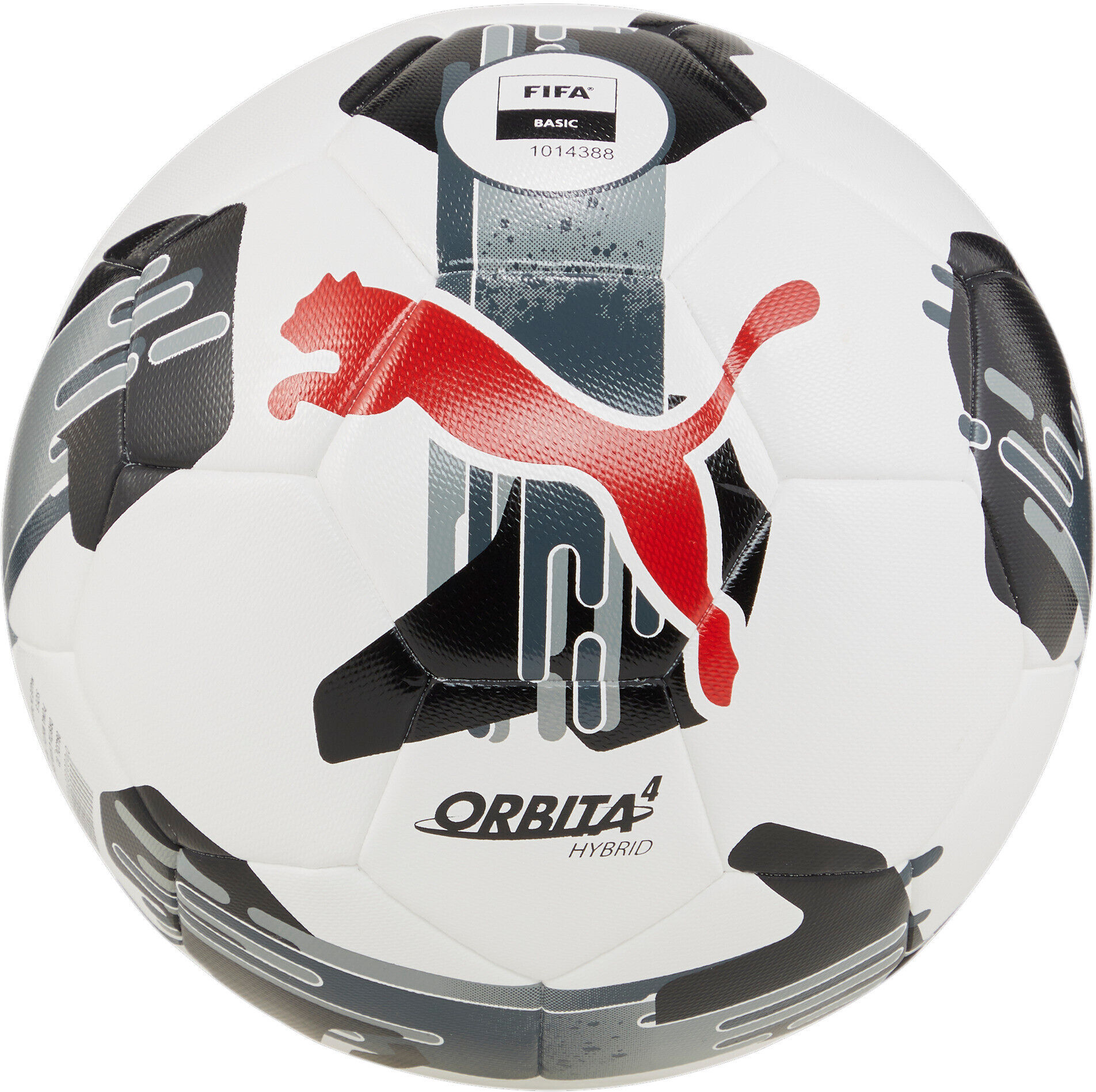 Fußball PUMA "PUMA ORBITA 4 HYB (FIFA BASIC)" Gr. 5, schwarz-weiß (puma weiß, puma schwarz), Bälle, 5, Polyurethane (PU), gemustert, Fußball, für Erwachsene, für Training und Spiele, Hybrid-Konstruktion