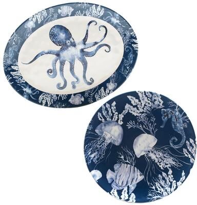 Certified International Sea Life Melamine 2-piece Platter Set