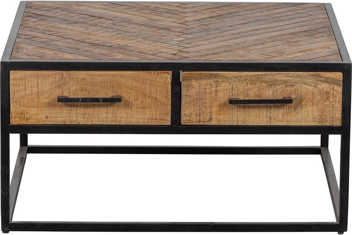 Mahom New Haven Square Industriële Salontafel van Mangohout en Metaal
