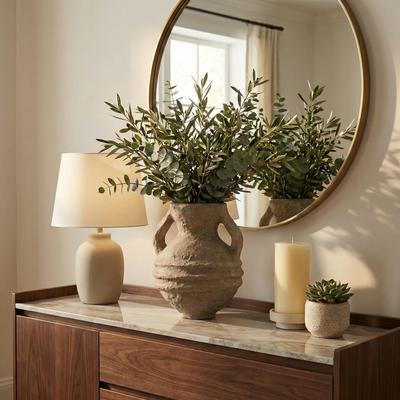 Sagebrook Home Decorative Vase - Paper Mache Rustic Handles