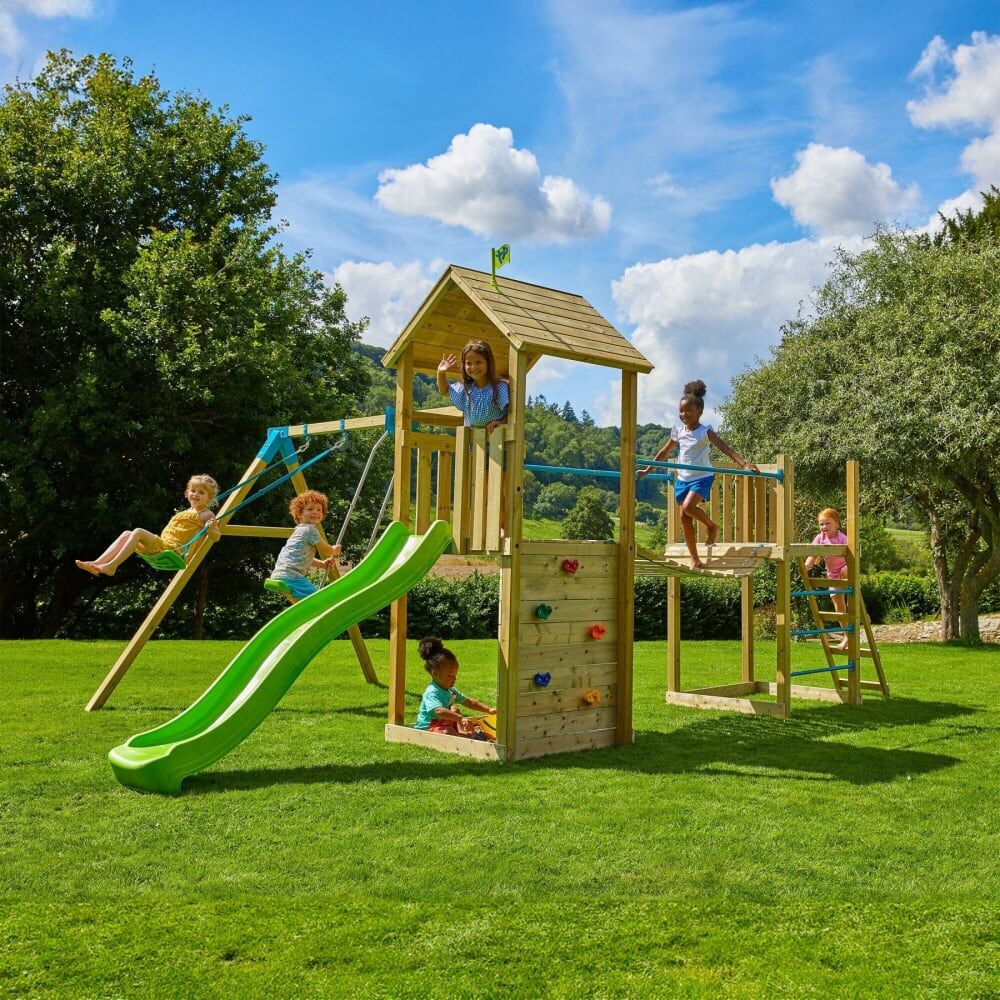 TP Toys Aire de jeux double plateforme en bois marron fsc® Marron 624x270x330cm