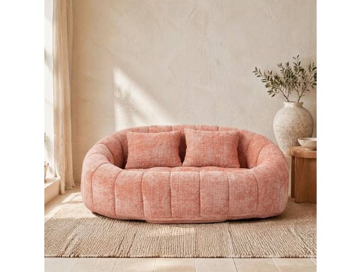 VUENOR Canape compresse 2 places 144 93 x 95 x 62 99 cm chenille rose - sans installation