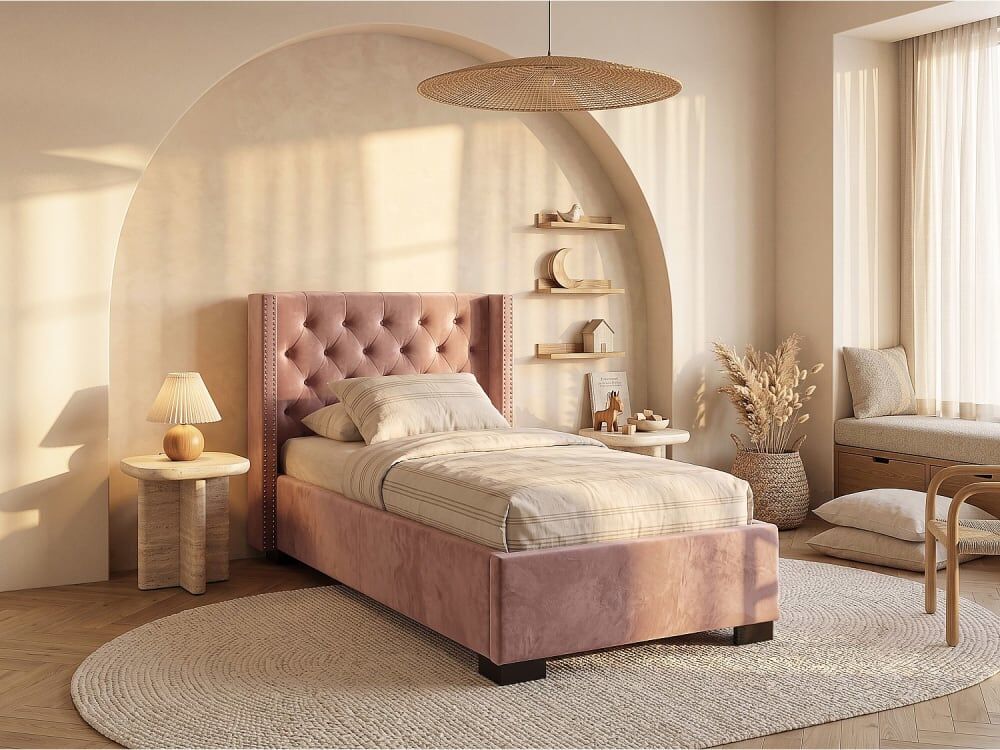vente-unique.com Cadre de lit mdf rose Rose 216x112x114cm