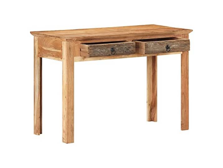 POUFGDR Schreibtisch aus Massivholz, 110 x 50 x 75 cm Handgefertigt, 2 Schubladen, Rahmen aus massivem Akazienholz, Vintage-Stil, Verwendung als Konsolentisch oder Beistelltisch