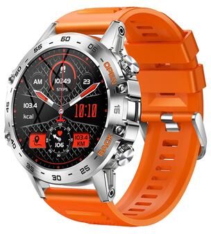 Clever Finds Luxury Steel Smart Watch For Men With Bluetooth Call Fitness Tracker silicone Orange