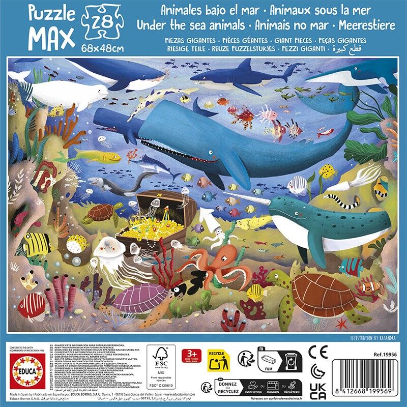 Educa Puzzle Max 28 pcs Sous les animaux marins