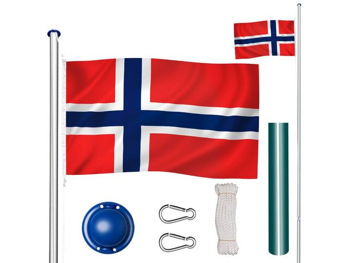 Mât de drapeau en aluminium à hauteur réglable - Norvège