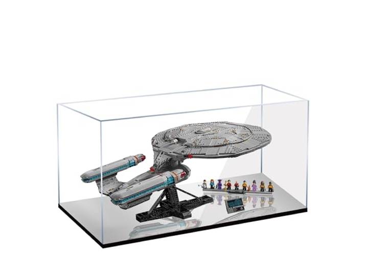 Acryl-Vitrine für Lego 10356 Star Trek Raumschiff Enterprise Bauset, staubdichte transparente Box, nur Vitrine, Schaukasten kompatibel mit Lego 10356 (2 mm Spiegel)