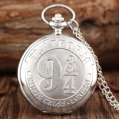 Combo Retail Shop Large Quartz Pocket Watch, Trendy Bronze Retro Flip Watch silver