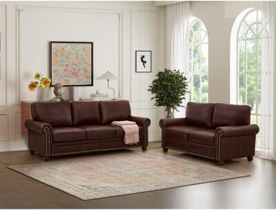 Modern 2-Piece Sectional Sofa Set with Removable Storage Boxes, Faux Leather Upholstery and Nailhead Trim by GDFStudio