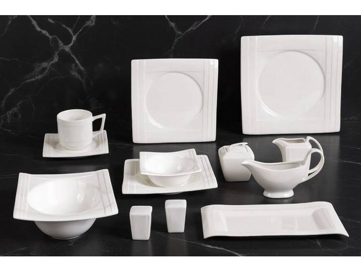 Tullip Kombiservice (43-tlg), 6 Personen, Geschirr-Set für Tafel- und Kaffeeservice Germany Design