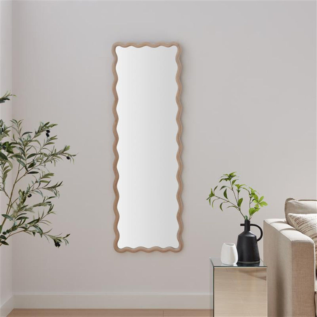 Fairmont Park Damma Solid Wood Wavy Circular Hallway Wall Mirror - Modern Elegant Design Wood 150cm H x 50cm W