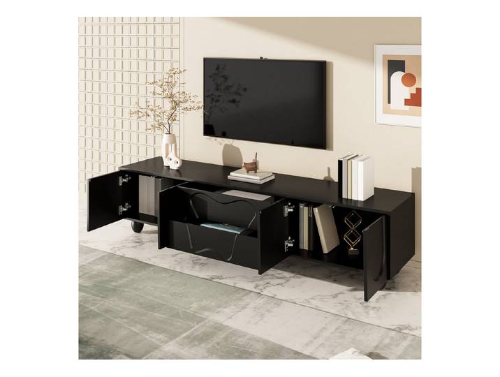 HAUSS SPOLE TV-Schrank 180 cm mit Holzbeinen – Ein minimalistischer TV-Schrank Schwarz